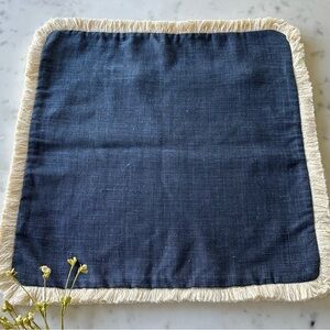 Serena & Lily Bowden Denim Blue Pillow Cover with Cream Fringe